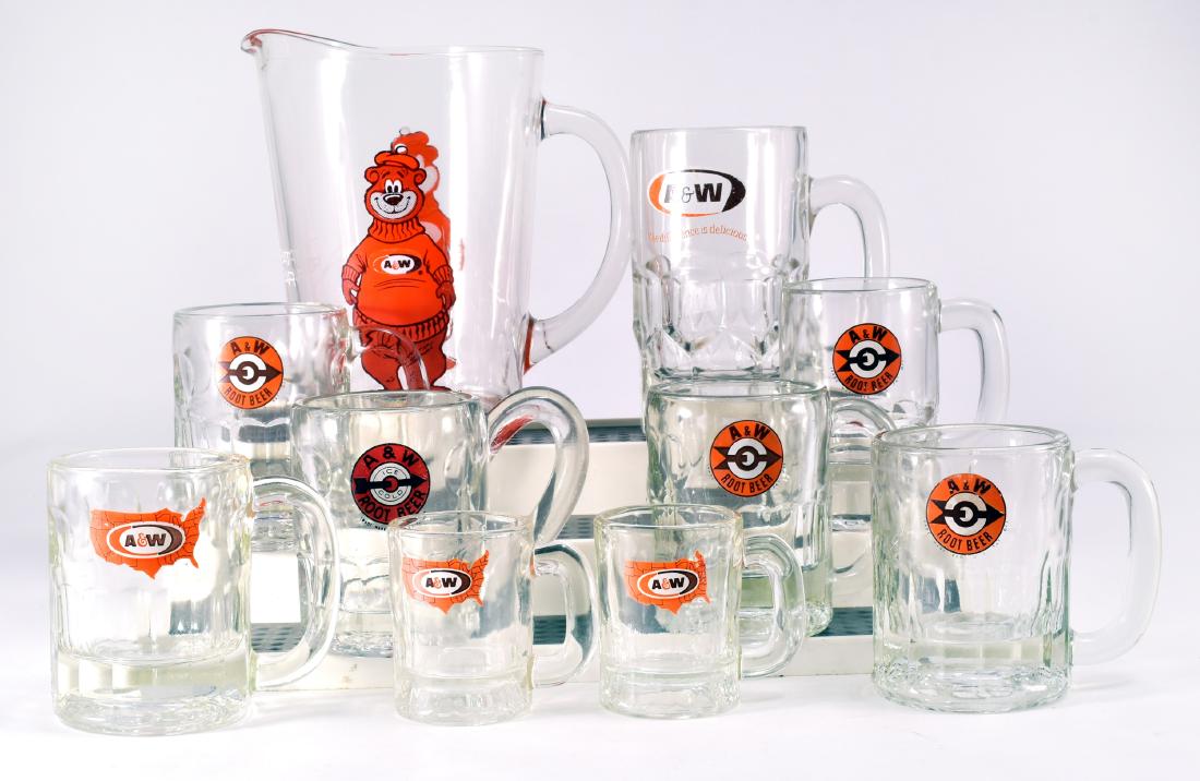 Vintage A & W Root Beer Mugs & Root Bear Pitcher (1 of 2)