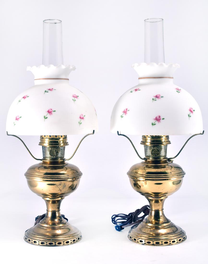 Vintage Pair Aladdin Electric Brass Lamps (1 of 5)