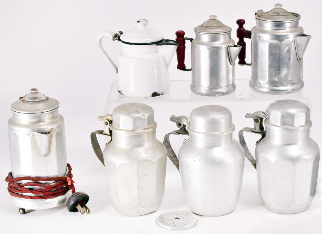 Vtg Aluminum Hinged Pitchers w/Lids & Coffee Pot (1 of 1)