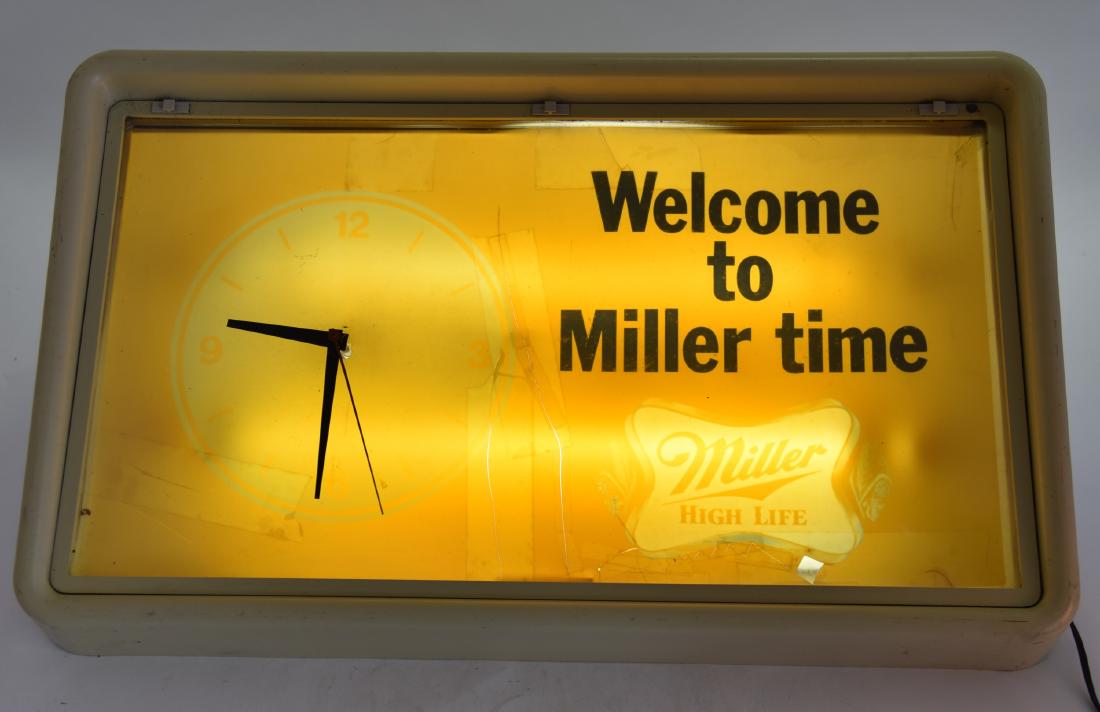 Vintage Welcome To Miller Time Sign Electric Clock (1 of 4)