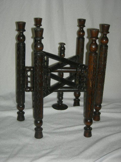 TRAY TABLE BASE: Carved Tray Table Base, Foldable, 17"T.