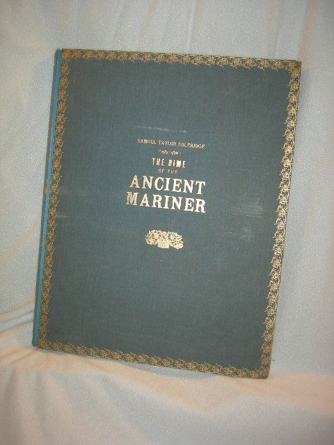 THE RIME OF THE ANCIENT MARINER: Elephant Folio of Samuel Taylor Coleridge's Rime of the Ancient Mariner, Beautifully Illustrated by Gustave Dore, 1878, Harper & Brothers Publishers, Blue Cloth w/Gilt Stamping, Onionskin Interleaves,