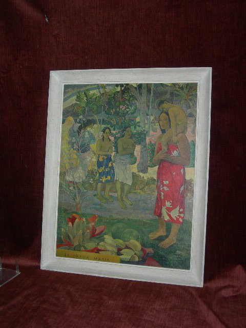 PAUL GAUGAIN PRINT: Framed Paul Gauguin Print "Ia Orana Maria", 34.25" X 27.5".