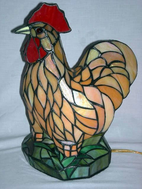 Vintage stained glass rooster lamp deals