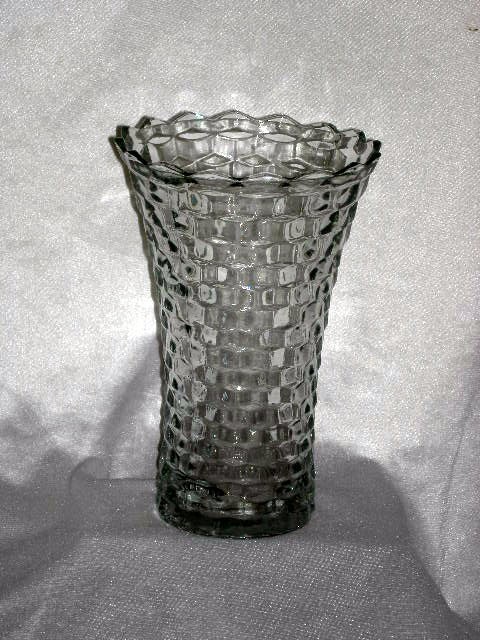 WHITEHALL COLONY VASE: Whitehall Colony Flared Vase, Cubist Pattern, 10"T.