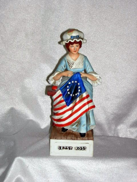 PORCELAIN BETSY ROSS BOTTLE: Betsy Ross American Porcelain Bottle By McCormick Distilling Co., Limited Edition, 11.5"T.