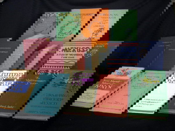 TRAVEL BOOKS: Travel Books Inc. Wiscasset In Pownalborough, Through Central Borneo, A Vagabond Journey Aroung The World, A Globe-Gadder's Diary, Roaming Through The West Indies, My Reminiscences By Raphael Pumpelly