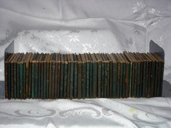 LITTLE LEATHER LIBRARY: 51 Books Including 50 Best Loved Poems of America, Ghosts, A Comedy of Errors, Courtship of Miles Standish, 3" Wide x 4" Long.