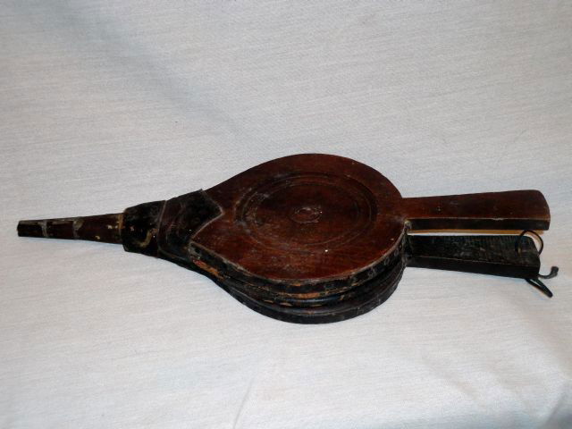 VINTAGE BELLOWS: Vintage Wood & Leather Bellows, 14.5" L.