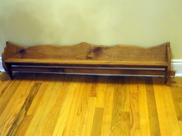 QUILT RACK/SHELF: Hand Crafted Wooden Quilt Rack/Shelf w/Removable Bar For Hanging, 49.5" W X 12" T.