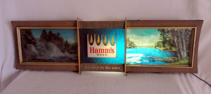HAMM'S BEER ILLUMINATED SIGN: Hamm's Panoramic Electric Beer Sign, 40.5"W X 11.25"T.