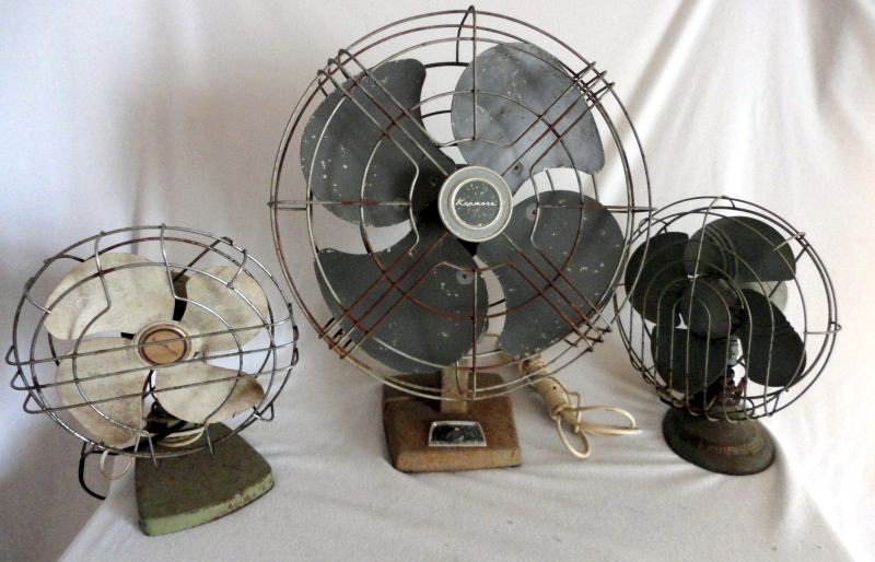 THREE VINTAGE FANS: Three Vintage Electric Fans Inc. "Temp Master," "Kenmore," & "Dominion," Two w/Cast Bases, 14" To 22"T.