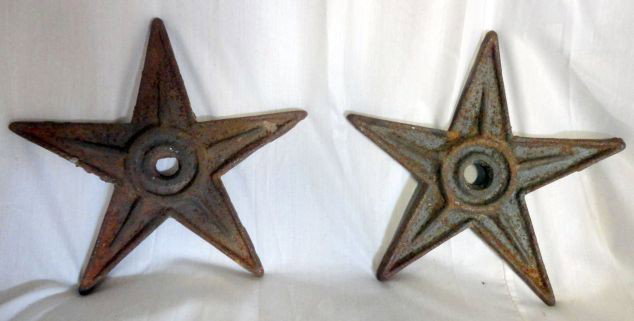 CAST IRON STARS: 2 Cast Iron Stars, 8.5"W.