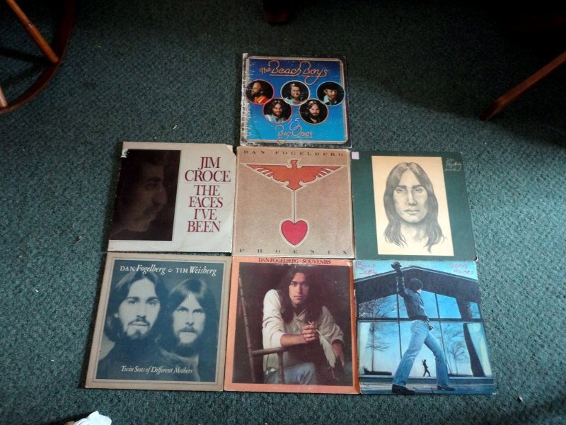 SOFT ROCK RECORD ALBUMS: 7 Album Lot Includes Dan Fogelberg: Phoenix, Home Free, Souvenirs, and Dan Fogelberg & Tim Weisberg Twin Sons of Different Mothers; The Beach Boys 15 Big Ones; Billy Joel Glass Houses; and Jim Croce T