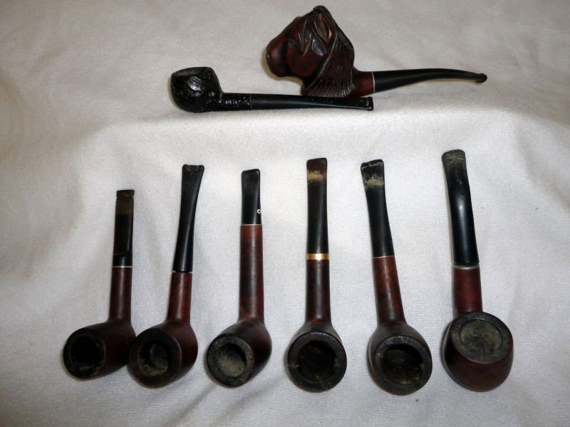 SMOKING PIPES: 9 Smoking Pipes Inc. Briar (Made In Italy), Golden Grain, Rodgers, Lancer, Super, Carved Horse Head Shaped, & 3 w/No Mark, 4.75" To 6"L.