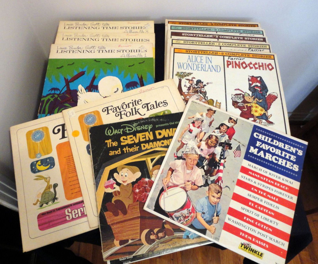 CHILDREN'S RECORD COLLECTION: Lot Includes 78s: Music at Christmas Time for elementary Grades and 33 1/3s: 6 Storyteller Series (Little Red Riding Hood & The Three Pigs, Snow White & Rumpelstiltskin, Hansel and Gretel & Sleeping B
