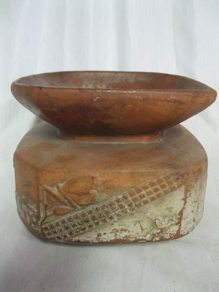 REDWARE CROCK: Handle Less Crock, w/Wide Lip, Olive Glossy Glaze, 11"T X 4.5"D.