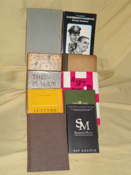 EROTICA BOOK LOT: 10 Books on Erotica Including; “A Spy In the House of Love," “Leatherman's Handbook," Ancient Sex Worship," “The Plague of Lust," “SM Sensuous Magic," “Justine," “Aphrodite," “Torture Ga