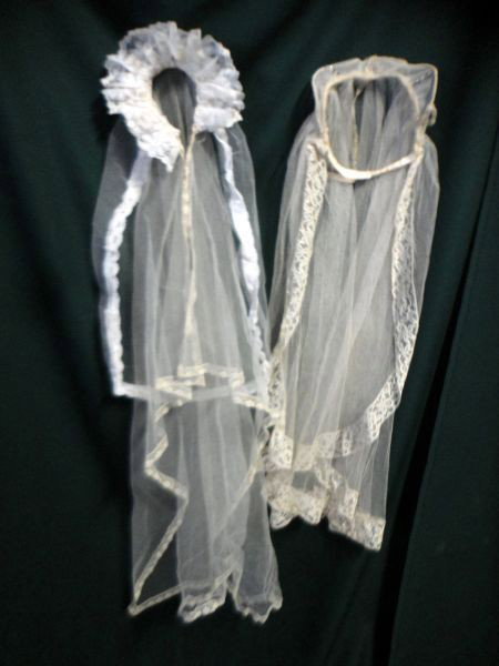TWO VEILS: Lot Inc. 2 Sheer Veils w/Decorative Lace Trim.