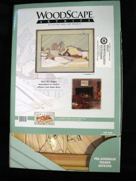 WOODSCAPE ART KIT: WoodScape Art Kit “Farm Point” #1115, 20”W x 14.5”H, Pre-Assembled Framed Artwork, Includes: Artwork in Frame Paint, Brushes, Mounting Hardware & Instructions.