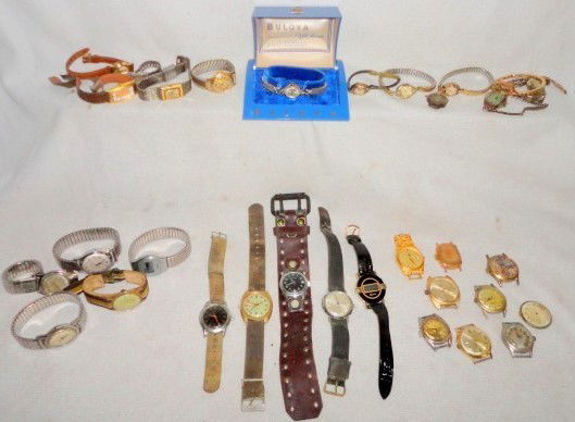 MENS & LADIES WATCHES & PARTS: Multiple Men's & Ladies Watches Inc. "Bulova" In Box and Spiro Agnew Watch Face.