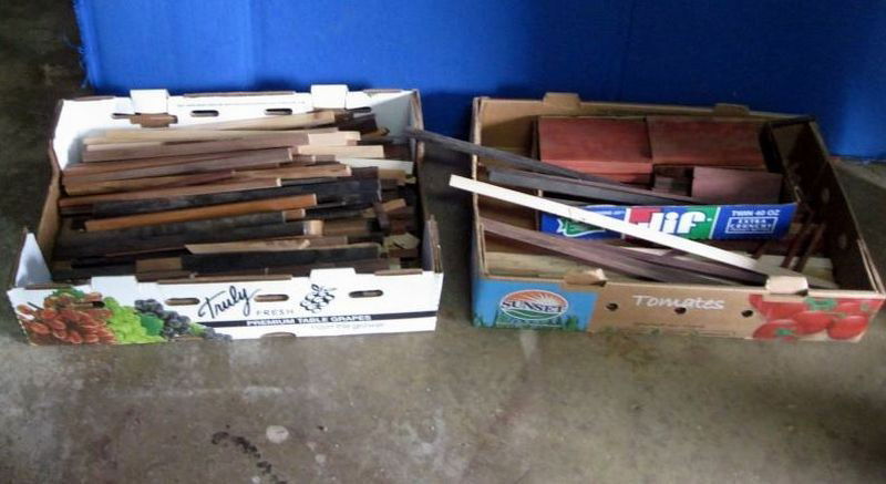 EXOTIC WOOD STRIPS: Lot Inc. 2 Boxes Exotic Wood Strips, Some Ebony.
