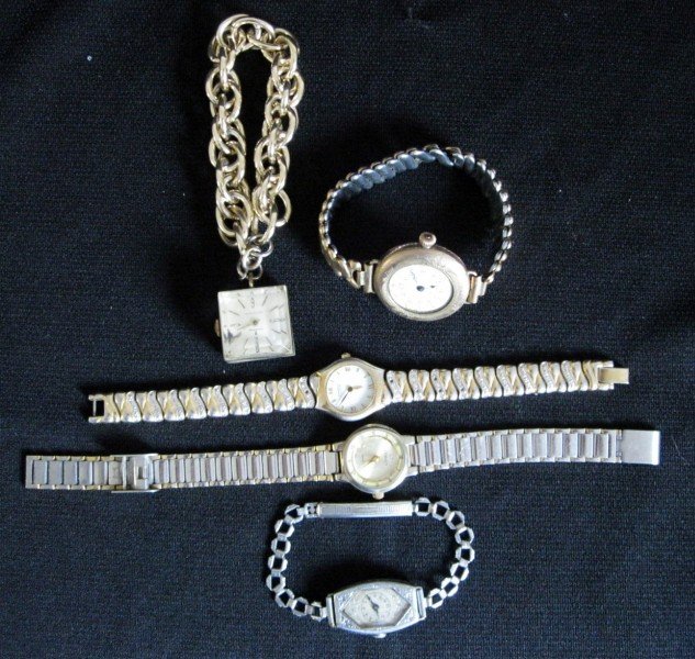 WATCH LOT INCLUDING SWISS MADE: Lot of 5 Watches Includes Bulova, Waltham, Vintage Swiss, Sovereign and Eternity.