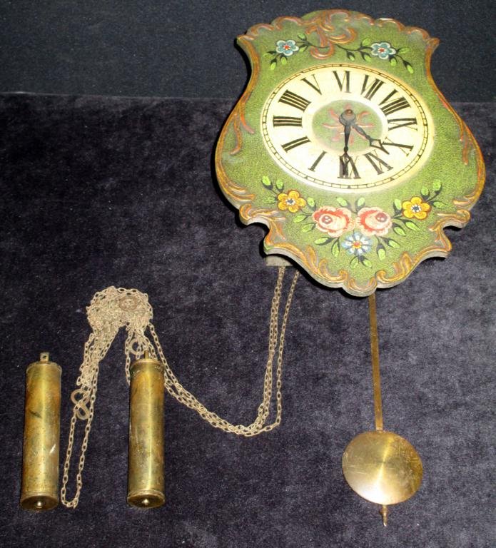German-Style Wall Clock: Hand-Painted German Style Chiming Wall Clock.