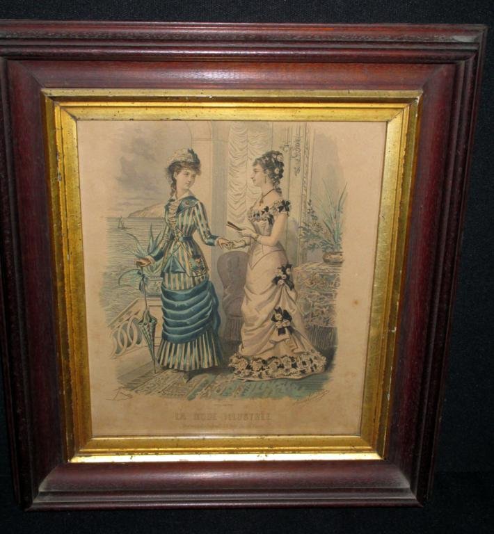 French La Mode Art: Vintage Framed Art A La Mode Print Measures 17.5" x 15.5".