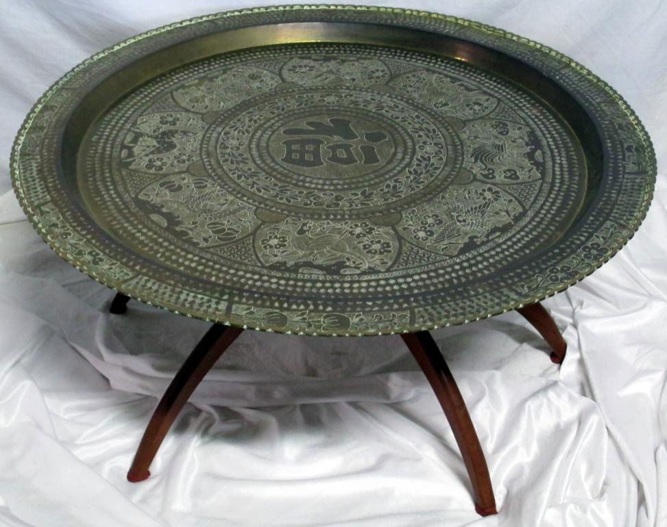 Oriental Brass Tray Table