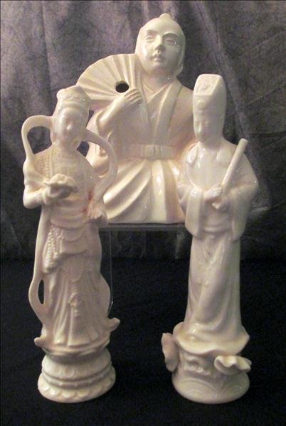 ORIENTAL PORCELAIN FIGURES PLUS: Oriental Porcelain Figures Plus, Includes 8" Porcelain Scholar, 8" Porcelain Goddess, And 7"T Seated Man Planter.