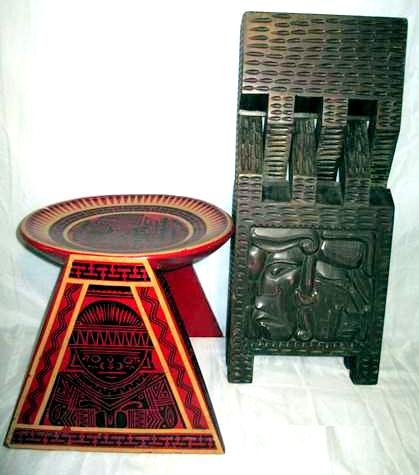 Ethnic Stools: Ethnic Stools w/Carved and Painted Mexican Designs.