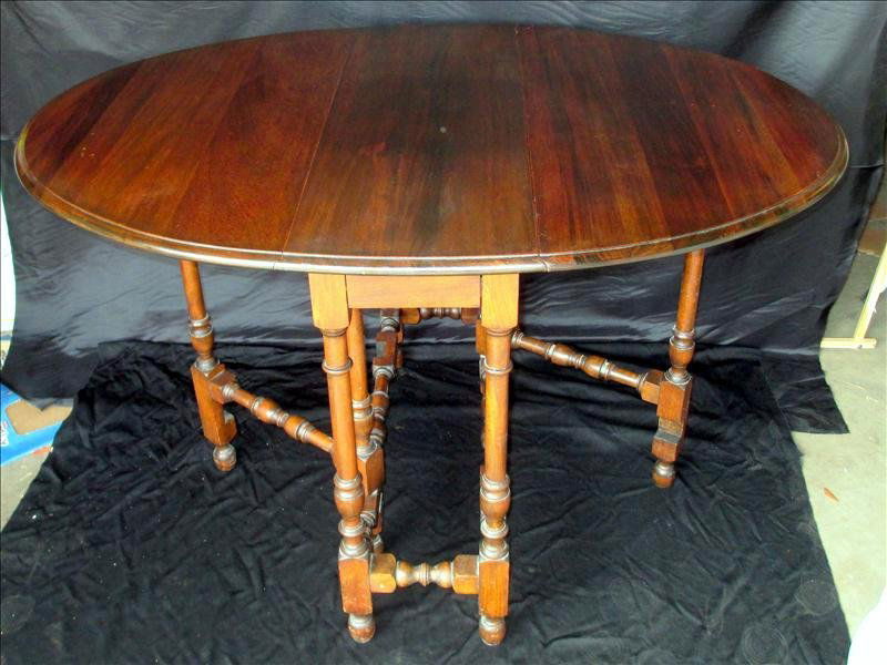 Drop Leaf Table: Drop Leaf Table, Gate-Leg With Spindle-Legs, Open 49"W x 35"D x 30.25"T, Closed 35"W x 14"D x 30.25"T.