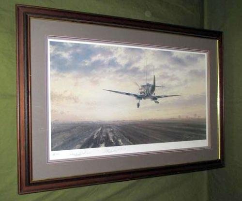 Limited Edition Autographed Spitfire Print: Limited Edition Autographed Spitfire Print, Titled "D-Day A New Dawn For Europe", Signed By Artist John Young and Countersigned By Vice Marshall Johnson (Wwii Ace) and Alex Henshaw (Test Pilot), No. 8