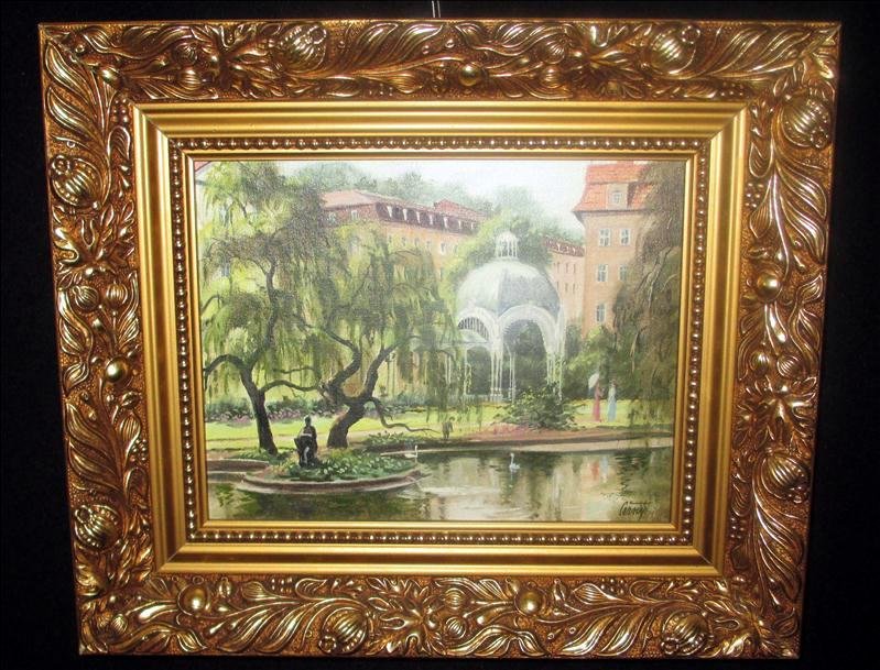Cupola By the Lake: Cupola By the Lake, Oil On Canvas, Framed, Signed Cerny.