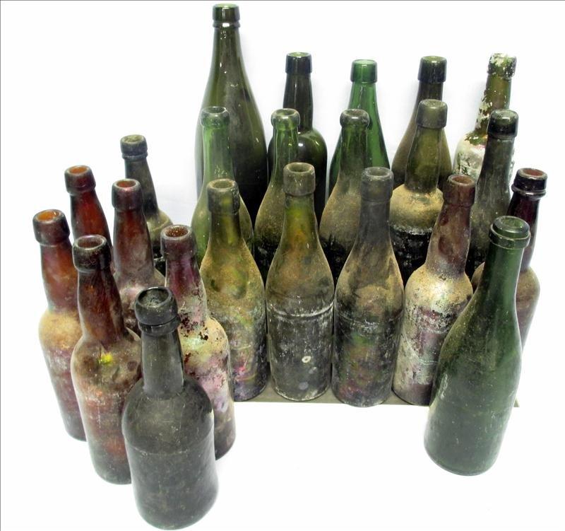 Over 20 Vintage Beer and Wine Bottles: Over 20 Vintage Beer and Wine Bottles, Some As Early As 1900.