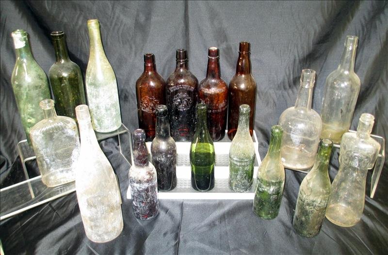 18 Beer & Whiskey Bottles: 18 Beer & Whiskey Bottles, Some as Early as 1900, One Embossed Philadelphia and 2 AA.