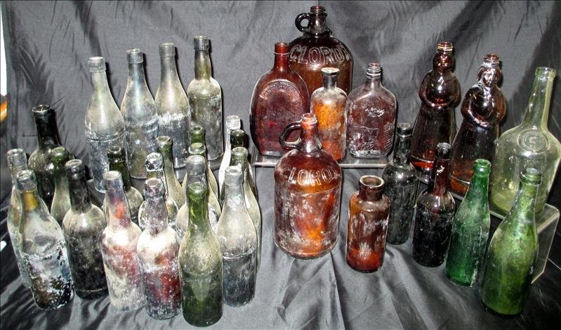 Over 30 Vintage Bottles: Over 30 Vintage Bottles, Inc. Beer, Wine, Clorox, Whiskey, Some As Early as 1900.