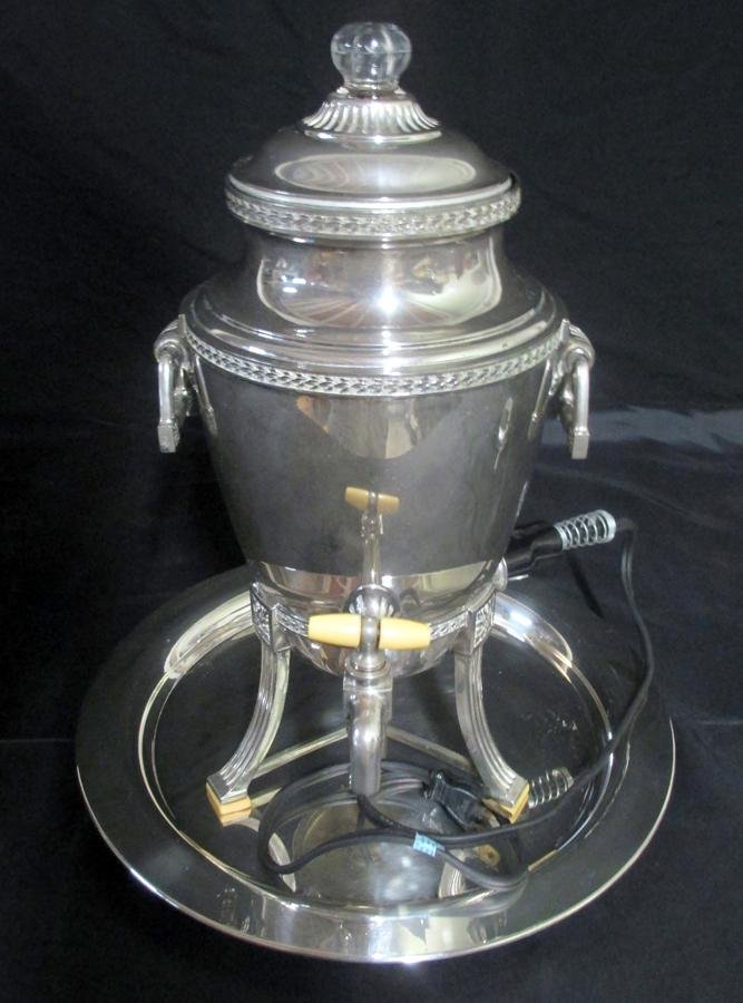 Universal Coffee Urn: Urn w/Bakelite Feet and Knobs on Turn Handle, Rests on 12"D Tray.