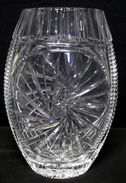 Tall Oval Crystal Vase: Tall Oval Crystal Vase, Graduated Form, 12" Tall.