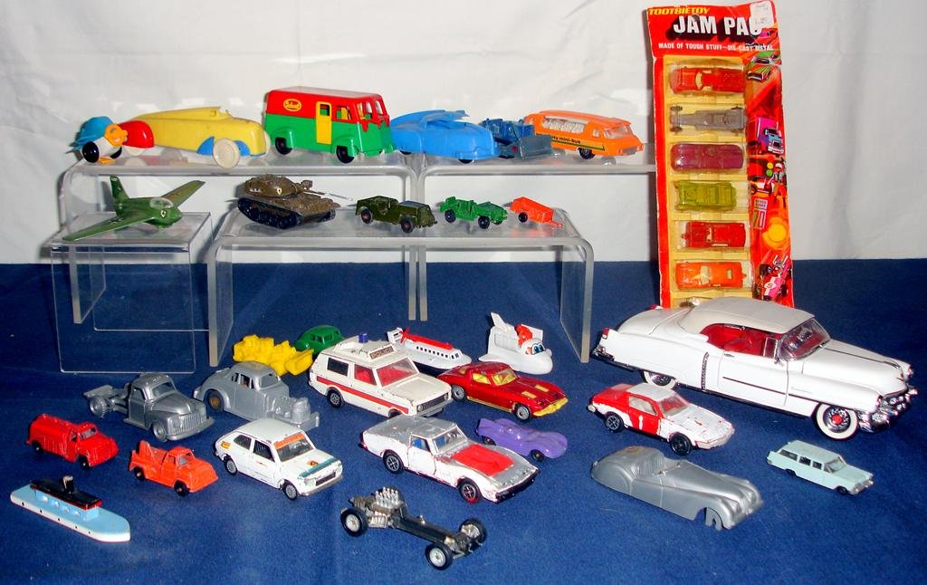 Lot of Toy Cars Plus: Lot of Toy Cars Plus, Including 1991 Precision Franklin Mint 1953 Cadillac El Dorado, Corgi, Die Cast, Plastic, Plus 1971 Tootsie Toy Jam Pac Original Package of 7 Die Cast Miniatures.