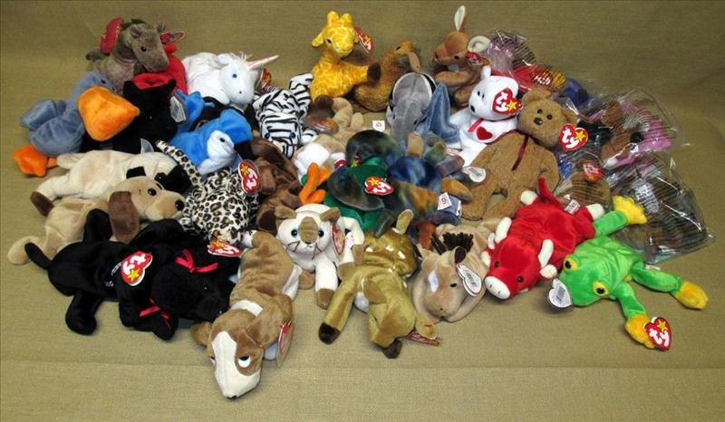 38 Beanie Babies: 38 Beanie Babies, Including Scottie, Rocket, Snort, Whisper, Tracker, Freckles, Rover, Smoochy, Blizzard, Mystic, Bones, Scorch, Snip, Pugsly, Wrinkles, Derby, Ants, Doby, Claude, Beak, Twigs, GiGi, C