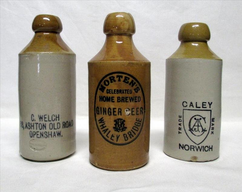Ceramic English Beer Bottles: Ceramic English Beer Bottles, Including Three Advertising Bottles, Approximately 7" T.