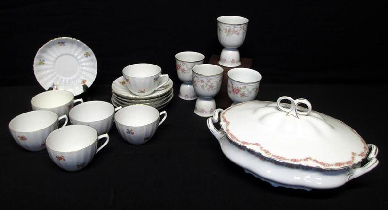 Bavarian China: Bavarian China, Including Covered Double Handled Vegetable, 6 Cups and Saucers, and 4 Egg/Custard Cups.