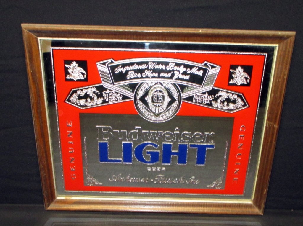 Bud Light Advertising Mirror: 18" x 22".