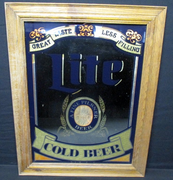Lite Pilsner Beer Advertising Mirror: 28.5" x 22.75".