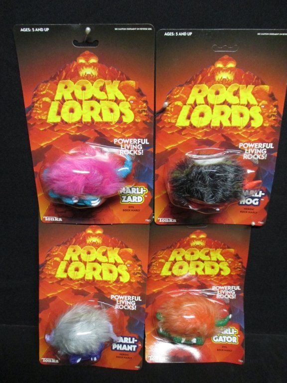 Tonka Go Bots Rock Lords: Four: Narli-Hog, Narli Phant, Narli-Zard and Narli-Gator, mint in package.