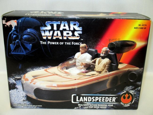 Star Wars Power of the Force Landspeeder: w/shift-action running gear and pop-open hood, Kenner 1995.