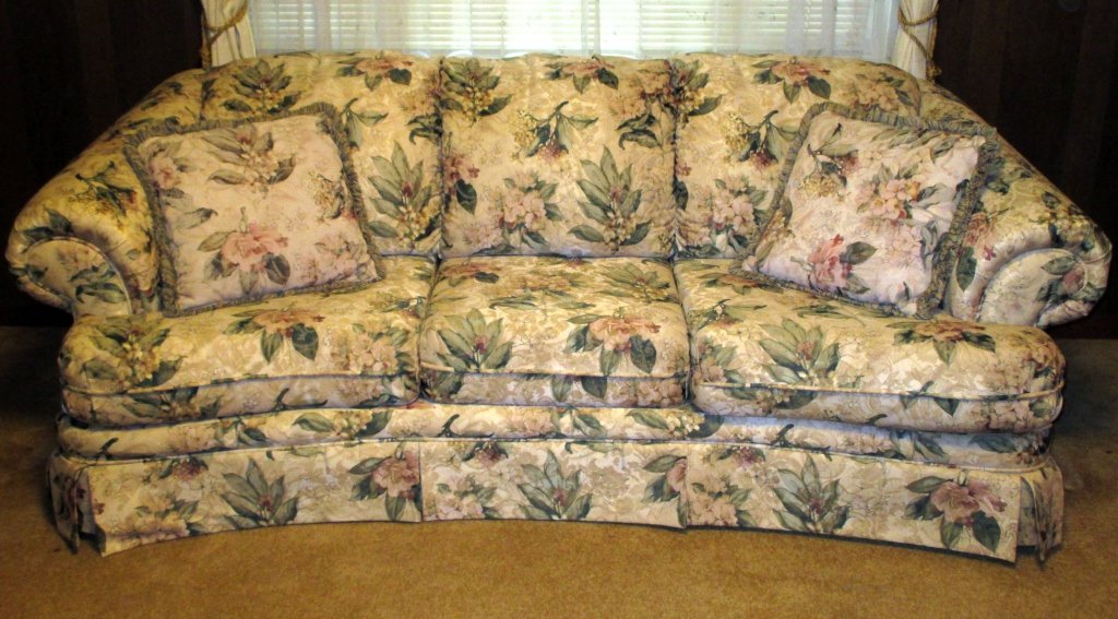 Matching Sofa & Loveseat: Pillow back, loose seat cushions, Hillcrest Furniture, sofa 80" wide & LS 68" wide x 33" center back height. Like new condition on both pieces.