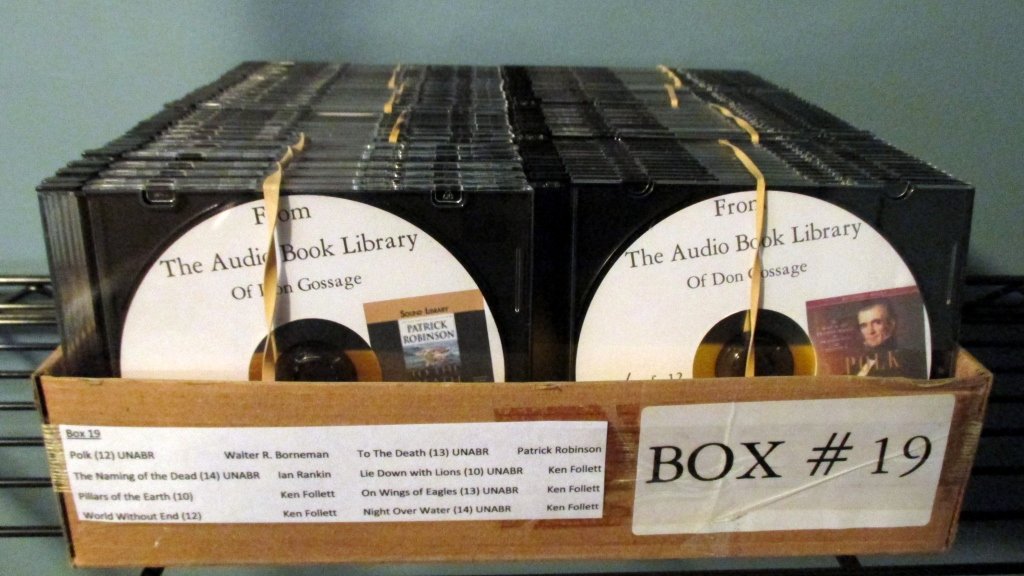 Audio Books on CDs: 98 CDs, 8 books, authors Ken Follett, Ian Rankin and more. See attached photos for detailed listing.